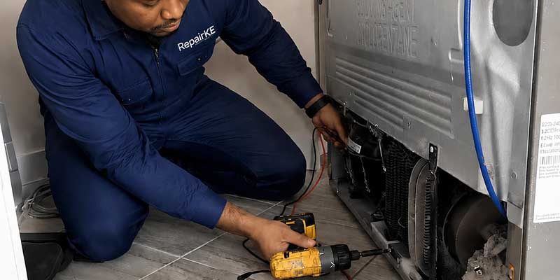RepairKE technician carrying out fridge repair in Nairobi